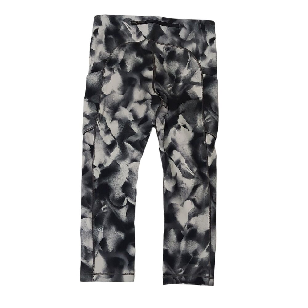 Lululemon Leggings Womens 6 Black White Speed Up Crop Gym Training Athletic - Picture 5 of 11